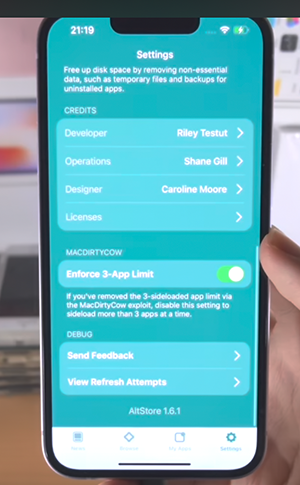 Altstore 1.6.1 app limit remove